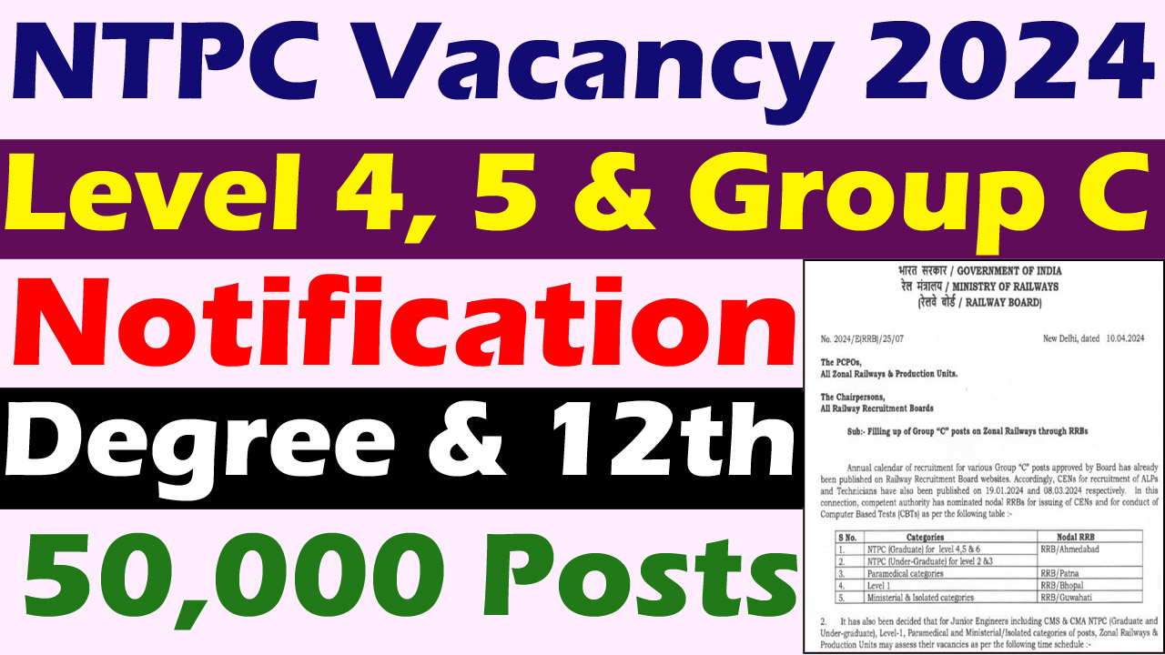 RRB NTPC Group C Vacancy 2024