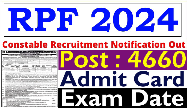 RPF Constable And SI Exam Date 2024